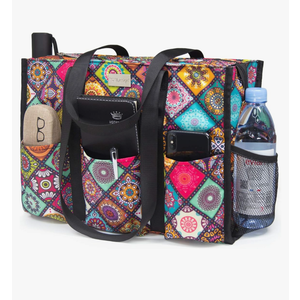 TOPDesign Utility Water Resistant Tote Bag with 13 Pockets, Top Zipper Closure & Thick Bottom Support, for Working Women