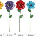hogardeck Garden Decor for Outside, Set of 6 Metal Flowers Decorative Garden Stakes for Spring Decor, Yard Art Garden Decorations for Outdoor Lawn Porch Pathway Patio (Multi-Color)