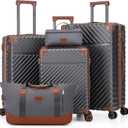 Cosbarn Luggage Sets 5 Pcs Suitcases with Wheels, (20/24/28/Db/Tb) ,Gray Luggage With TSA-Approved Lock,Lightweight ABS Travel Luggage,Large Suitcases,360° Spinner Wheels,For Men&Women