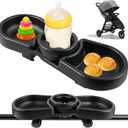 Snack Tray Compatible with Baby Jogger City Mini GT2 BPA-Free 3-in-1 Stroller Snack Tray Attachment with Deep Cup Holders, Easy Installation, Fits Inward-Curved Handlebars
