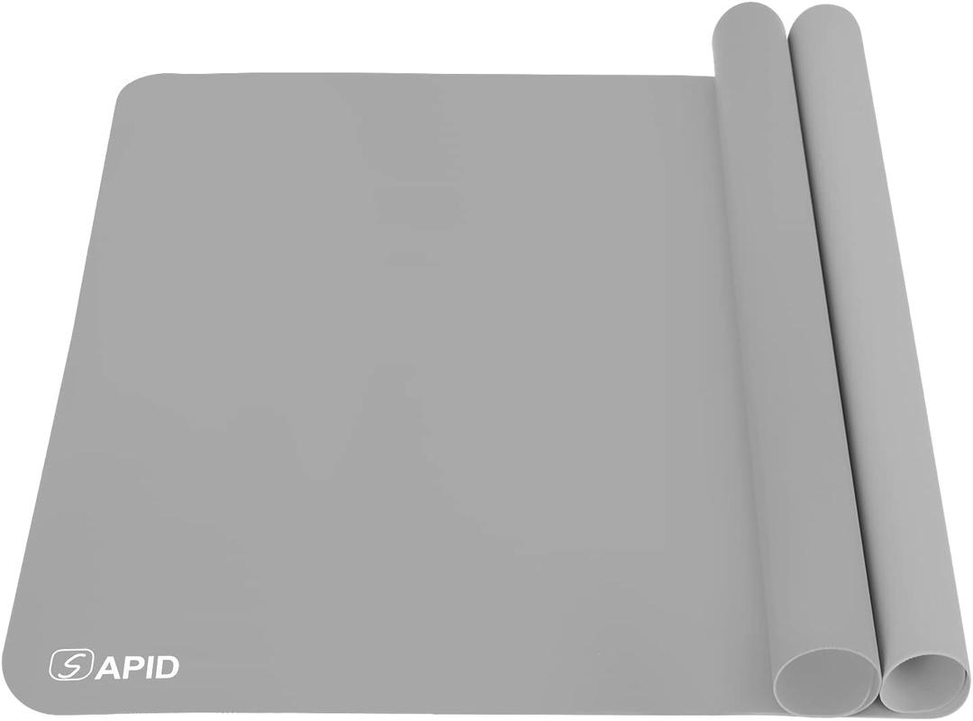 Sapid 2Pcs Thick Silicone Mat for Crafts, Nonstick Silicon Sheet for Epoxy Resin, Jewelry Mold Casting, Art Painting Mats, Food Grade Pastry Mat, Heat- Resistance Placemats (20"27.9", Gray)