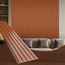 OUZUGIE WPC Acoustic Slat Wall Paneling, 8-Pack 96 x 6 Inches 3D Wall Panels for Interior Wall Decor,Living Room,TV Background,Study Room,Office Spaces,Bedroom,Low Grille (Teak)