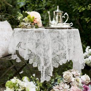 SUTAVIA Lace Tablecloth Embroidered Fabric Table Cover Classic Square Dustproof Table Protector for Kitchen Dining Room Picnic Party Wedding Banquet Home Decoration (Offwhite, 43"43")