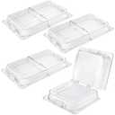 Blulu 4 Pack Polycarbonate Hinged Dome Cover with Handle 21" x 13" x 3" Rectangular Dome Cover Double Sided Handle Table Pot Lid for Buffet Tray Kitchen Hotel Steamer Hotpot Frying Pan Baking Tray