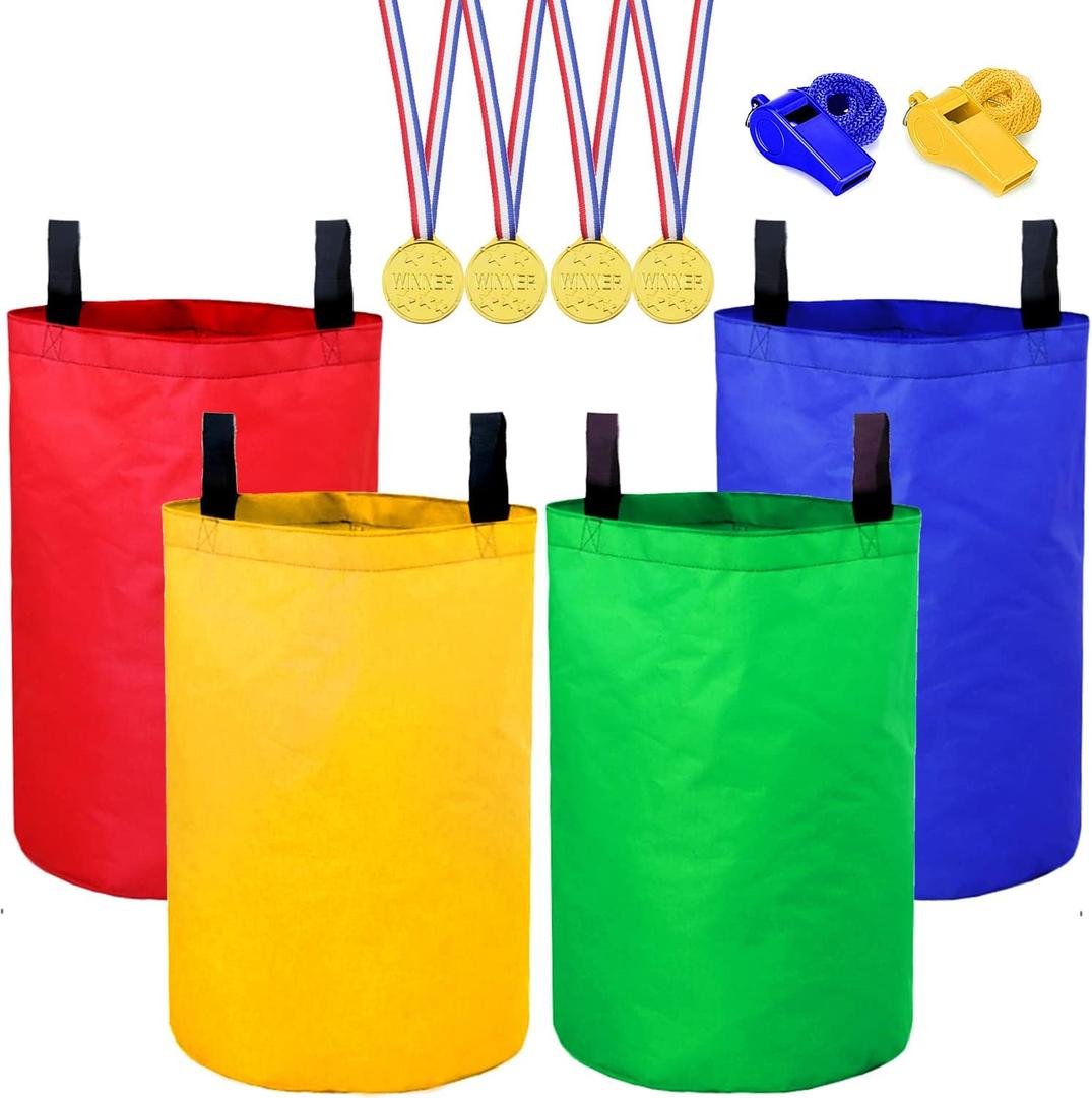 Potato Sack Race Bags, Colorful Durable Sack Race Bags Outdoor Lawn Games for Kids & Childrens, No Odors or Messy Fibers, Birthday Party and Outdoor Family Games Set, 22.9” x 27.5”