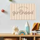 Long Live Girlhood Banner, Playroom Banner, Canvas Wall Hanging Flag Decor for Nursery Playroom Toddler Room, Girl Kids Room Decor Pink