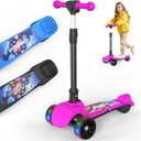 VOLPAM C001 Electric Scooter for Kids, 80W Motor, Max Safe Speed 5MPH, 3 Adjustable Height, Lean-to-Steer, 3.5" Lighted Up Wheel, Foldable Scooter for Boys & Girls, Max Load 110lbs