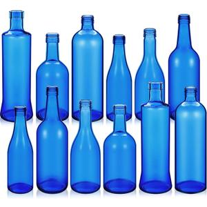 Zhehao 12 Pcs Colored Glass Bottles Colorful Empty Bottles Decorative Glass Bottle for Bottle Tree Garden Yard Outdoor Home Decor(Dark Blue,Cylinder)