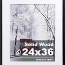 Egofine 24x36 Solid Wood Picture Frame, Made of Solid Wood Covered by Plexiglass 18x24 with Mat 24x36 without Mat, Poster Frame for Wall Mounting Photo Frame Vertically or Horizontally, Black