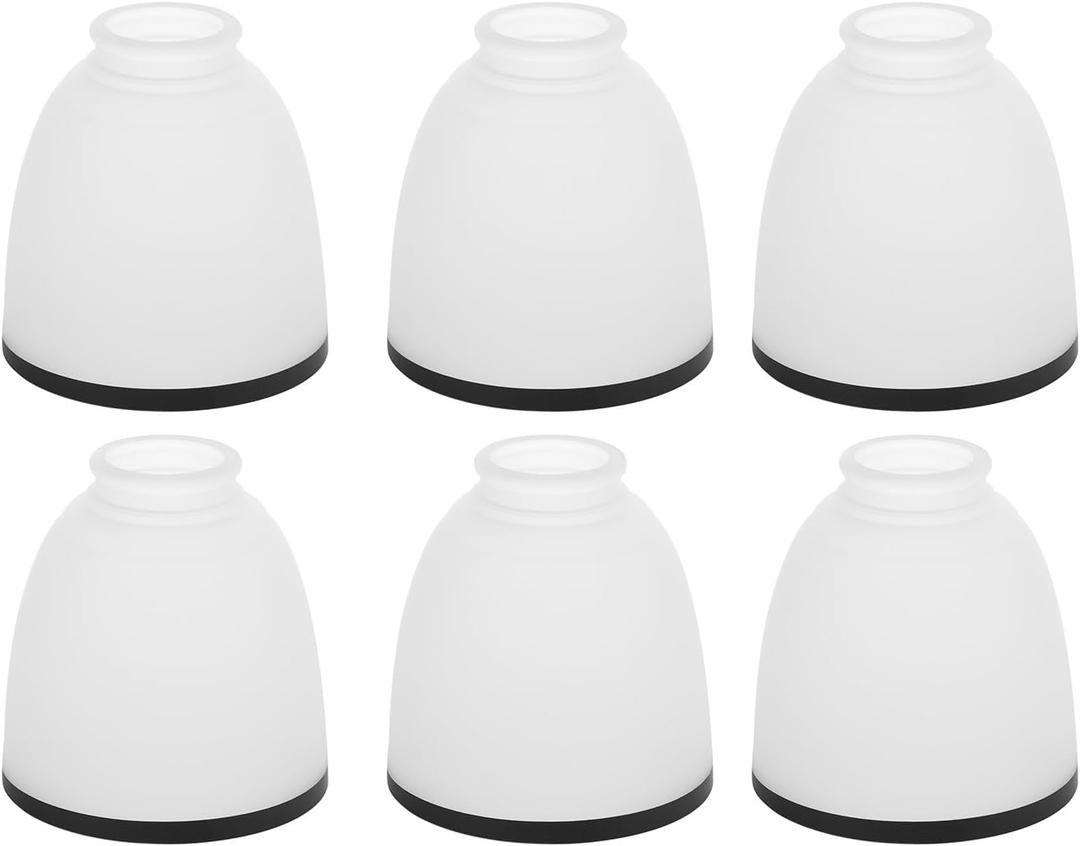 Ceiling Fan Glass Shade Replacements 6 Pack, White Frosted Glass Shade Globes Lampshades with Round Black Border for Light Fixtures Chandelier Wall Sconces Pendant Light, Vanity Lights