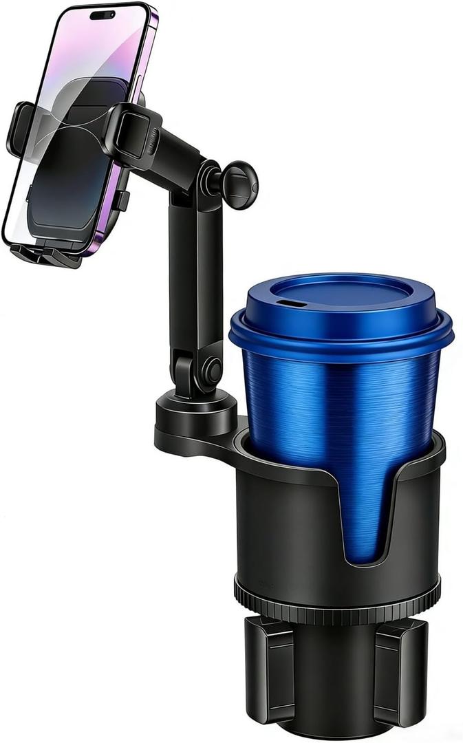 Cup Phone Holders for Your Car, [360Adjustable] Car Cup Holder Phone Cradle for 2.5-4" Cup Holders-Compatible with iPhone 15/14 Pro, Phone Holder Mount for Truck/SUV| Anti-Slip & No Shake Design