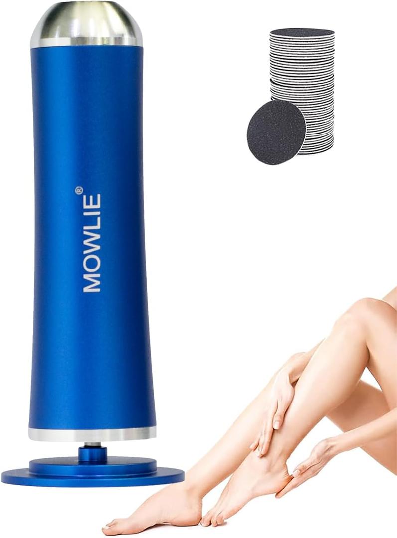 Electric Foot Callus Remover,MOWLIE Electric Foot Care Tools with Speed Controller and 60pcs Replacement Sandpaper Disk for Men Women Dead Dry Crack Skin Calluses (Blue)