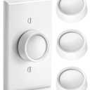 4 Pack Rotary Dimmer & Fan Control Knob, Fits 0.25" D Shape Shaft, Compatible with Leviton Trimatron (26115-Type) Dimmer (White)