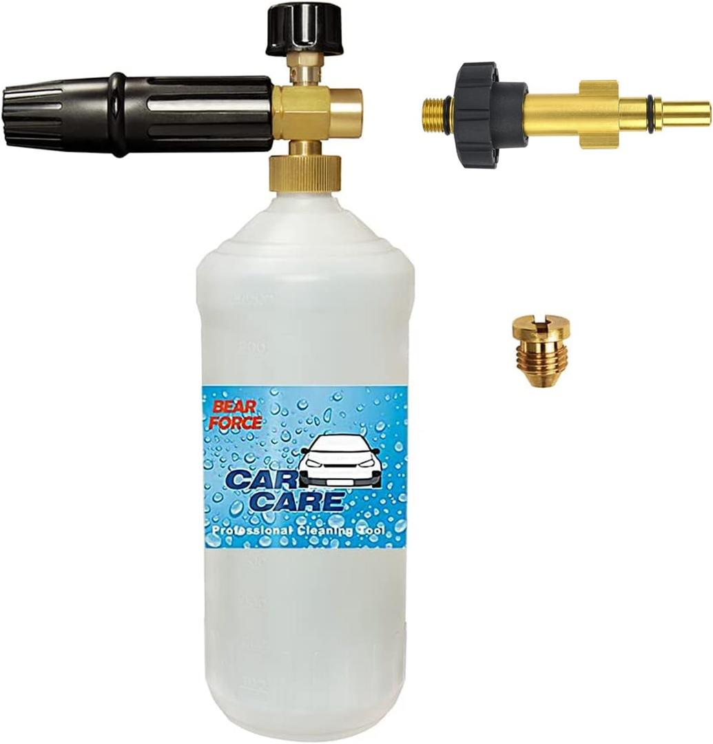 Pressure Washer Foam Cannon With Connector & Dual Nozzles, Power Washer Snow Lance 1L Bottle, Car Wash Compatible With AR Blue Clean, Black & Decker, Michelin, Bosch