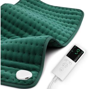 Stofiro Heating Pad for Back Pain Relief 17"x33" Large, Moist Dry Heat Options, XL Electric Heating Pads, 9 Heat Settings, Machine Washable, Auto-Off, Gifts for Women, Mom, Men (Green)