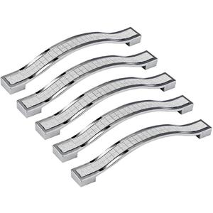 abcGoodefg 5 Pack Bling Bathroom Cabinet Knobs Drawer Pulls, Kitchen Cabinets Handles Knobs for Cabinets and Drawers, Modern Cabinet Pulls 5.3 Inch Length, 5 Inch Hole Center (Silver)