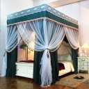4 Corners Post Solid Color Bed Canopy Curtain Double Layer-Curtain & Ruffle Princess Mosquito Net 3 Opening Netting for Girls Teens Or Adults Bedroom Decoration (Dark Green-2, Queen) (64"W x 86"L (Pack of 1))
