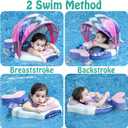 Mambobaby Float Upgrade Add Tail Baby Float with Canopy for Infant Waist Swimming Ring Swim Trainer Non-Inflatable Floats Toys with Adjustable Safety Strap (Pink - Colorful Fish), Medium