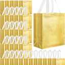 Eccliy 80 Pieces Gift Bags Set Glossy Reusable Tote with Handles Grocery Bags Bulk for Wedding, Bachelorette Party, Christmas(Medium,Gold) (1 Count (Pack of 80))