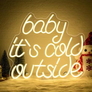 Looklight Christmas Neon Sign Baby It's Cold Outside Neon Signs for Wall Decor Led Lights for Bar Party Room Shop Window Bedroom Door Celebrate Holiday Decorations Christmas Gifts