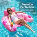 Pool Chair Floats - 2 Pack Floating Pool Chairs for Adults | Inflatable Pool Chair with Cup Holder & Armrest | Swimming Chairs for Adults | Tropical Design (Pink/Blue) Pool Float Chair - Poolsider