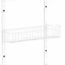 ETELI Over The Door Basket Organizer with 3 Mesh Baskets and 5 Hooks Heavy Duty Pantry Door Organizer Back of Door Storage Rack for Bathroom, Kitchen, Office, White, 5.5"D x 16.5"W x 35.4"H