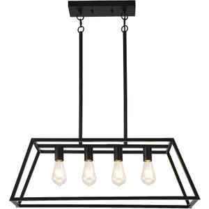 HQZBPTPendant Lighting for Kitchen Island Linear Hanging Light Fixture Matte Black 4-Light Industrial Pendant Lighting for Kitchen Island