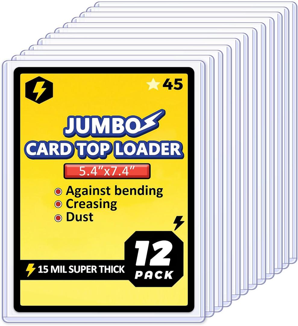 Jumbo Card Hard Sleeves, Top Loader for 5.4x7.4 Jumbo Card -12 Pack