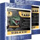 Tarps Waterproof 8x10 Feet, 2 Pack Heavy Duty Blue Tarp Cover 8 Mil Thick, Resistant Plastic Tarpaulin with Metal Grommets, Outdoor Tent Cover for Emergency Rain