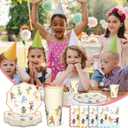 Potchen 150 Pcs Animal Parade Party Supplies Cute Disposable Animal Parade Tableware Set for Birthday Party Decorations Paper Plates and Napkins Cups, Serve 50 Guests