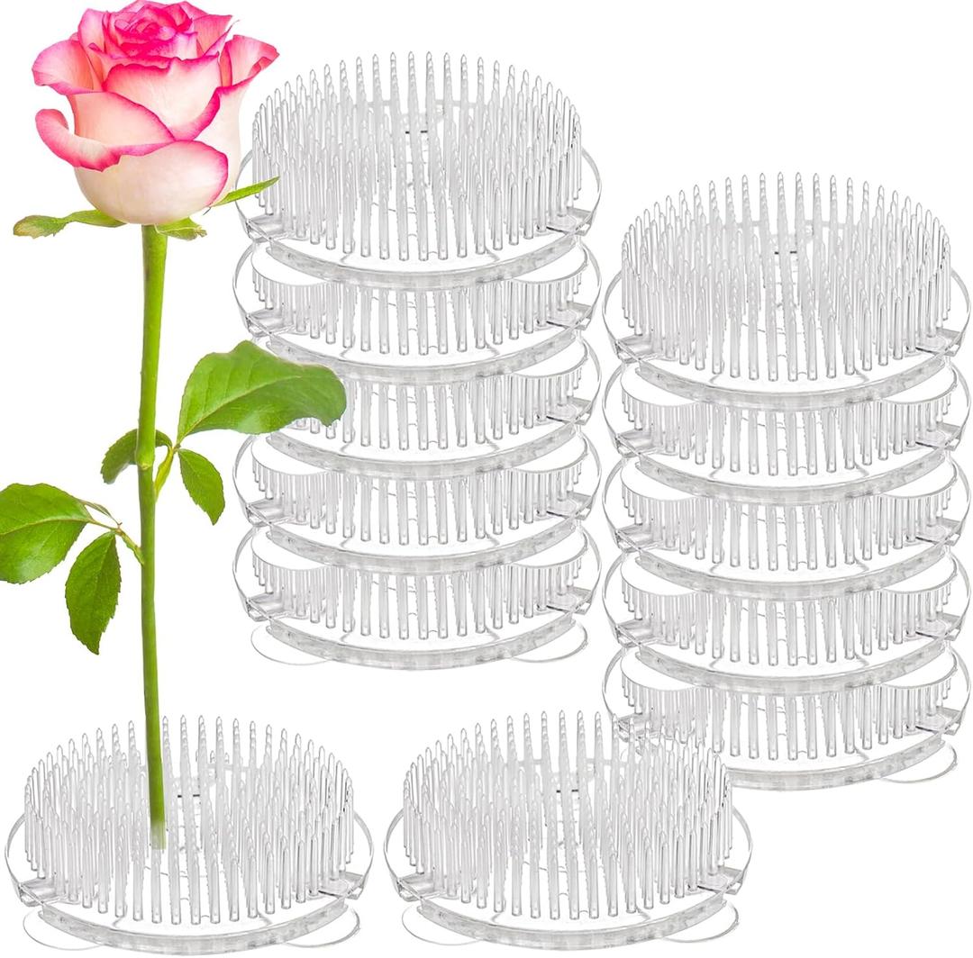 WUWEOT 12 Pack Plastic Flower Frog Pin Holder, 2.7" Clear Ikebana Kenzan Floral Arrangement, Japanese Round Flower Fixed Tools