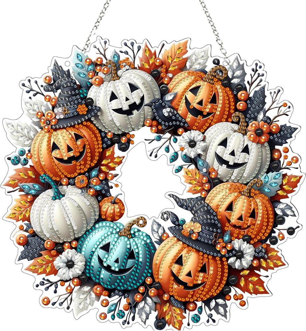 JJFox Diamond Art Hanging Kit for Adult,Special Shaped Rhinestone,Double Sided 5D DIY Acrylic Diamond Art Painting Window Pendants Home Garden Wall Hanging Kits Hanging Ornament (Halloween Pumpkin) JJFox Diamond Art Hanging Kit for Adult,Special Shaped Rhinestone,Double Sided 5D DIY Acrylic Diamond Art Painting Window Pendants Home Garden Wall Hanging Kits Hanging Ornament (Halloween Pumpkin)