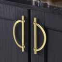 FILTA 10 Pack 6.3 Inch(160mm) Hole Centers Brushed Gold Cabinet Pulls,Stylish Kitchen Cabinet Handles Half Moon Zinc Alloy Cabinet Hardware for Cabinets Cupboard Handles Drawer Pulls