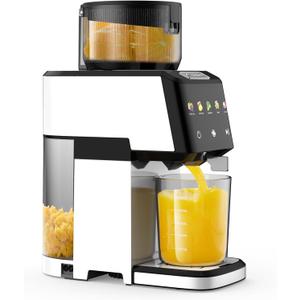CFR606 Juicer Machines,Cold Press Juicer Machines,Touch Sensing Function,Double Filter Screen,5.3"Wide Feed Chute,350W Slow Masticating Juicer for Whole Vegetables & Fruits,Easy to Clean(Pearl White)
