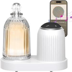 Essential Oil Diffuser with Bluetooth Speaker & Glass Essential Oil Diffuser with 7 Colors Lights Changing, Auto-Off Feature for Large Room Home Office 300ml