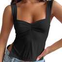 Trendy Queen Womens Going Out Crop Tops Backless Tank Tops Summer Y2k Teen Girls Basics Cute Clothes, Black, L