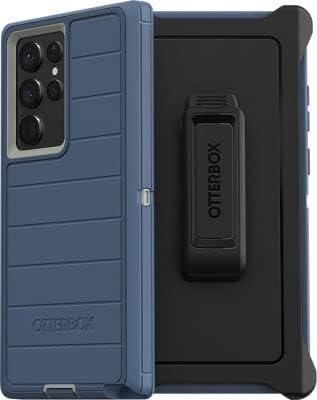OtterBox Defender Pro Case & Belt Clip/Stand for Samsung Galaxy S22 Ultra (NOT S22 or Plus or Other Models) (Fort Blue) (6.8")