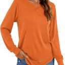 Womens Long Sleeve T Shirts Casual Tops Dressy Fashion Blouses Tunics for Leggings (Orange)