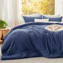 Bedsure Super King Comforter Set, Navy Soft Prewashed Bedding for All Seasons, 3 Pieces GentleSoft Bed Set, 1 Lightweight Comforter (120"x120") and 2 Pillowcases (20"x36")