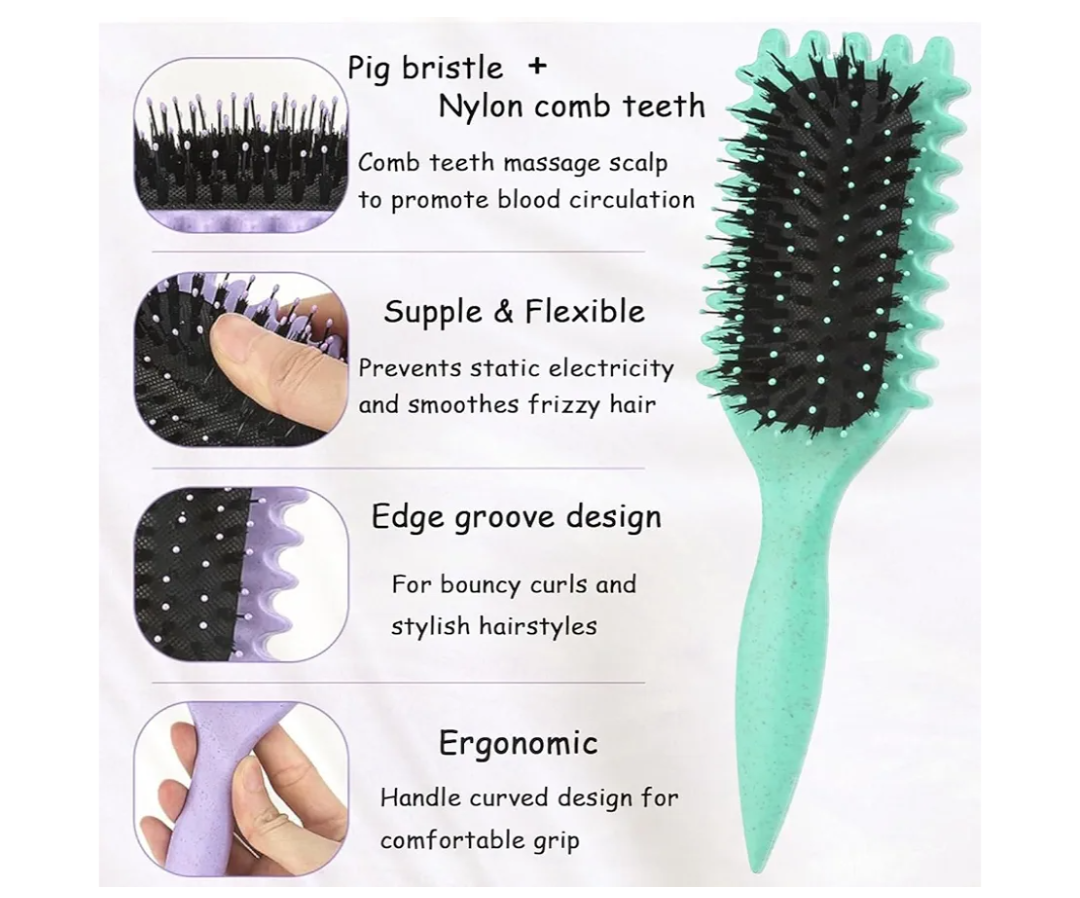 Pack Of 2 Curl Defining Brush, Curly Hair Brush Styling for Detangling, Shaping and Defining Curls Gifts for Women Men Less Pulling