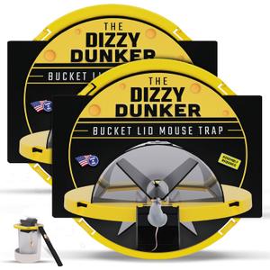 RinneTraps | Dizzy Dunker Bucket Lid Mouse Trap | Made in USA | Multi Catch | Humane | Indoor/Outdoor | (2 Pack)