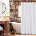 Biscaynebay Fabric Shower Curtain Short Stall Liners 72" W X 65" L, White Water Resistant Bathroom Curtains, Rust Resistant Grommets Top Weighted Bottom Machine Washable