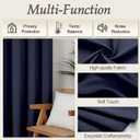 Gwine Navy Blue Blackout Curtains for Living Room 72 inches Long, Noise Reducing Room Darkening Window Treatment Curtains for Bedroom, Farmhouse Decor with Rod Pocket, Each 40" Wx72 L,2PCS