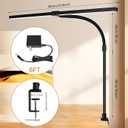 Double Head LED Desk Lamp with Remote Control for Home Office 24W Brightest Computer Desk Light for Workbench Drafting Architect Study Reading with Anti-Glare Cover, Black