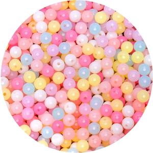 BONNY BOXX 500PCs 8MM Jelly Light Mix Colors Round Beads, Smooth Transparent Acrylic Balls, Plastic Resin Gumball Bubblegum Chunky Beads for Necklace & Bracelet Making, Crafting Supplies
