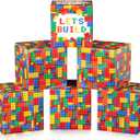 6 Pcs Large Building Block Party Decorations Boxes, 12 Inch Brick Theme Cardboard Box Backdrop Props Boxes for Building Block Birthday Party Decorations