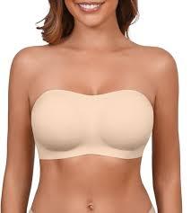 Push Up Strapless Bras for Women Supportive Bandeau Bra Non Slip Wireless No Underwire Padded Tube Bra Small