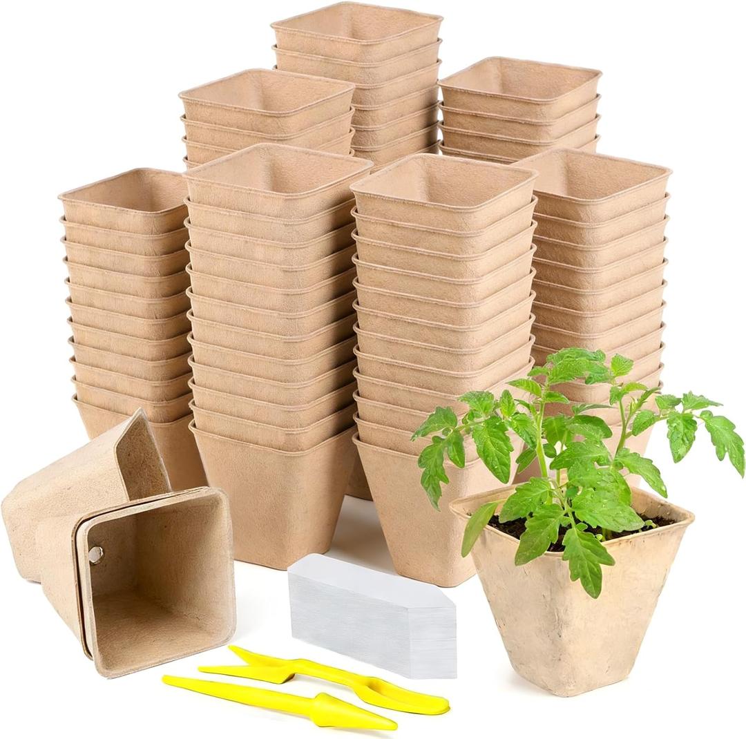 70 Pack3.15inch Peat Pocs,Seed Pots with 100 Labels For Plants