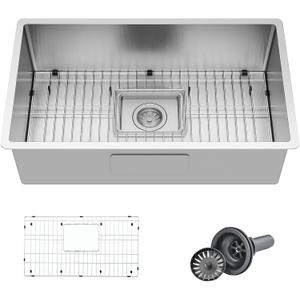 28 Inch Undermount Kitchen Sink,16 Gauge Single Bowl Stainless Steel Kitchen Sink With Accessories. (28"x18"x10")