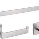 VELIMAX Premium Stainless Steel 3-Piece Bathroom Hardware Set Wall Mounted Bathroom Accessory Set - Robe Hook Toilet Paper Holder 16-Inch Towel Bar, Brushed
